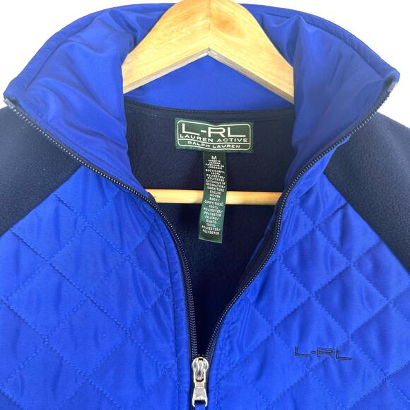 Lauren Ralph Lauren Active Quilted Jacket Fullzip Blue Size Medium - Picture 3 of 5